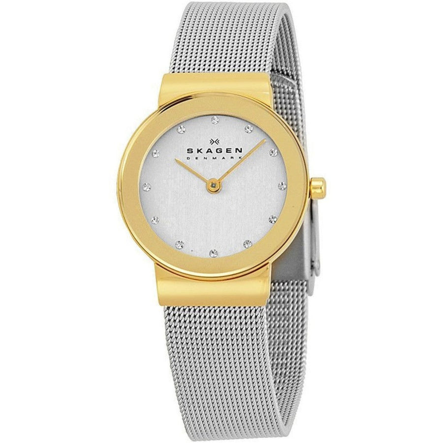 Skagen Freja 358SGSCD analog damklocka med vit urtavla och armband i rostfritt stål