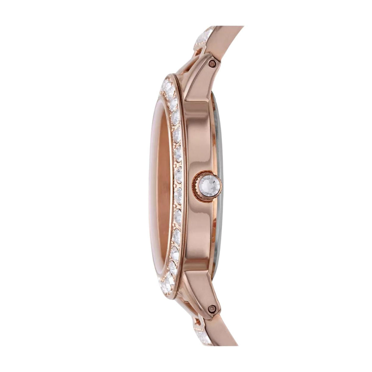 Fossil Jesse ES3020 analog damklocka med roséguld urtavla och armband i rostfritt stål