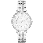 Fossil Jacqueline ES3545 analog damklocka med vit urtavla och armband i rostfritt stål