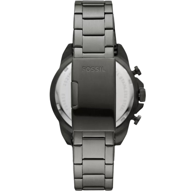 Fossil Bronson Chronograph FS6017 analog herrklocka med rött urtavla och armband i rostfritt stål