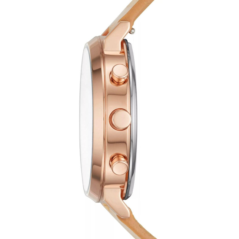 Skagen Hald Skt1204 analog damklocka med vit urtavla och armband i läder
