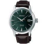 Seiko Presage Cocktail SRPD37J1 analog herrklocka med grön urtavla och armband i läder