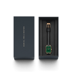 Daniel Wellington Quadro Pressed Sheffield analog damklocka med grön urtavla och armband i läder