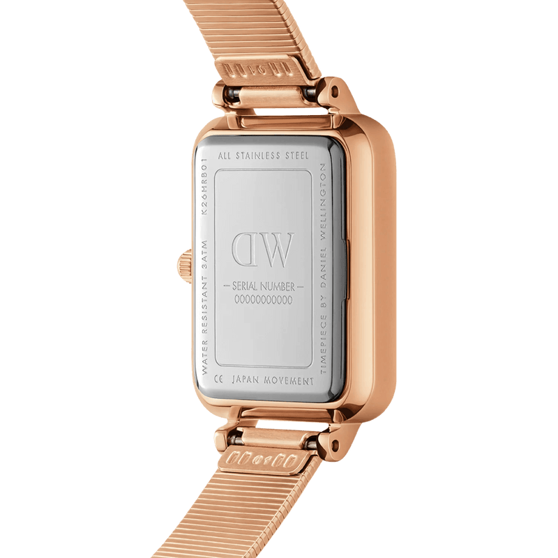 Daniel Wellington Quadro Lumine Pressed Piano DW00100578 analog damklocka med vit urtavla och armband i rostfritt stål