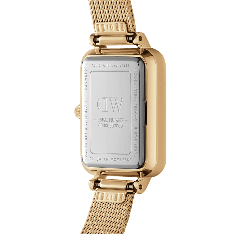 Daniel Wellington Quadro Lumine Pressed DW00100582 analog damklocka med vit urtavla och armband i rostfritt stål
