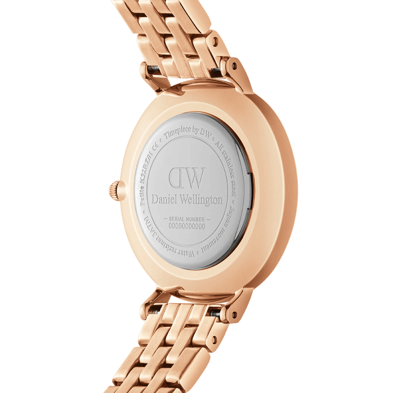 Daniel Wellington DW00100613 Petite Lumine 5-Link analog damklocka med vit urtavla och armband i rostfritt stål