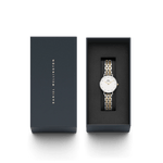 Daniel Wellington Petite Lumine 5-Link Two-Tone analog damklocka med vit urtavla och armband i rostfritt stål