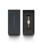 Daniel Wellington Quadro Mini Melrose Blush analog damklocka med rosa urtavla och armband i rostfritt stål