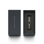 Daniel Wellington Quadro Mini Evergold Onyx analog damklocka med svart urtavla och armband i rostfritt stål