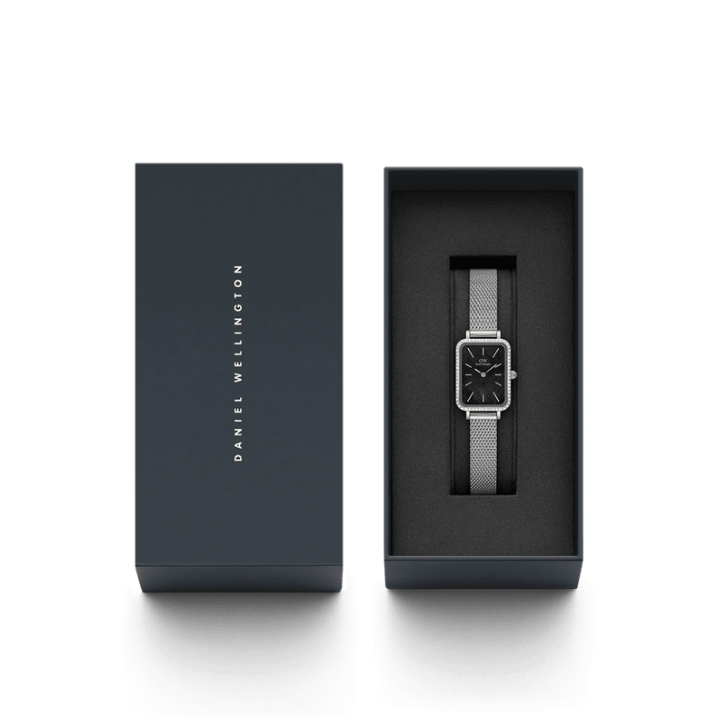 Daniel Wellington DW00100667 Quadro Lumine analog damklocka med svart urtavla och armband i rostfritt stål