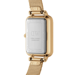 Daniel Wellington Quadro Lumine Bezel Evergold MOP analog damklocka med vit urtavla och armband i rostfritt stål