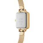 Daniel Wellington Quadro Mini Lumine Bezel Gold analog damklocka med vit urtavla och armband i rostfritt stål
