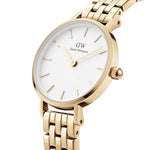Petite 5-Link Evergold DW00100614 analog damklocka med vit urtavla och armband i rostfritt stål