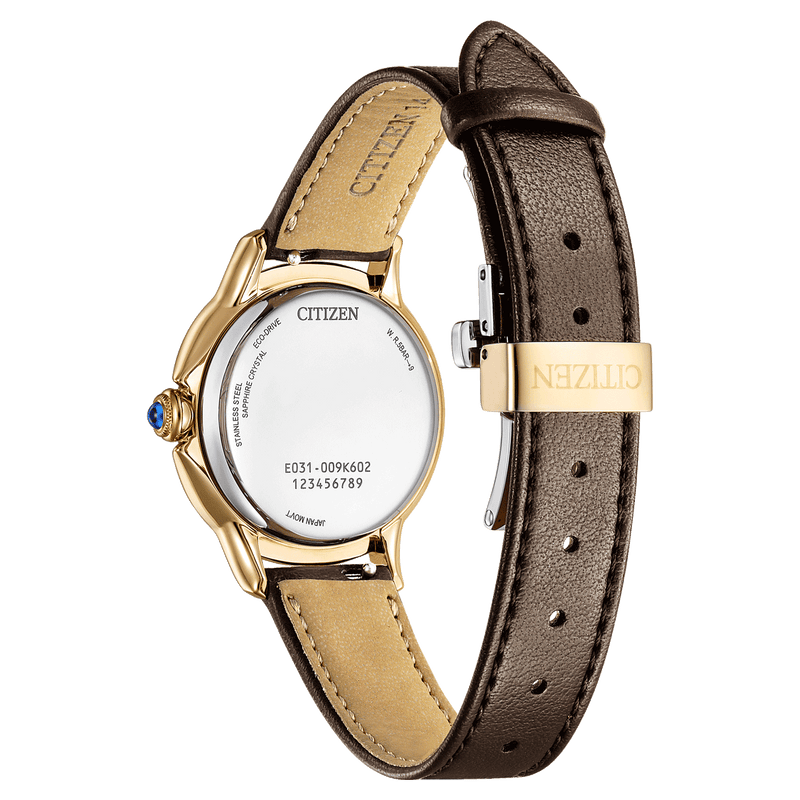 Citizen Ceci EM1163-09X analog damklocka med brun urtavla och armband i läder
