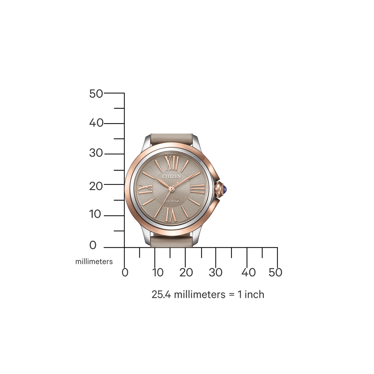 Citizen Ceci EM1166-01Z analog damklocka med beige urtavla och armband i läder