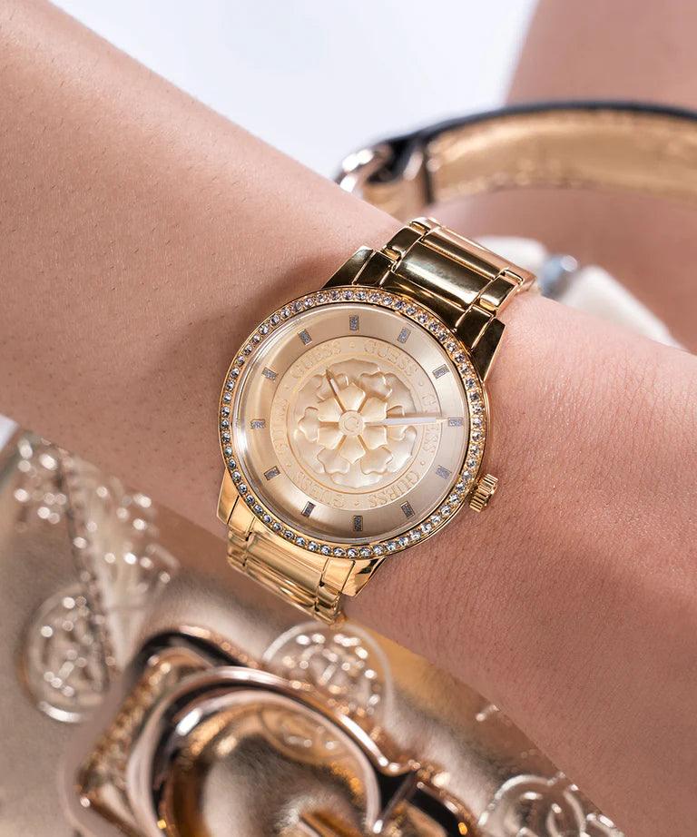 Guess Tone Guld Damklocka GW0747L2 analog damklocka med guld urtavla och armband i rostfritt stål