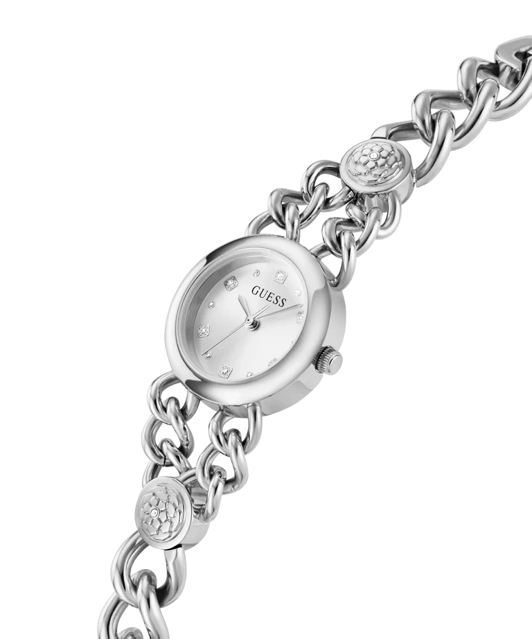 Guess Tone Analog Silver Damklocka GW0758L1 analog damklocka med silver urtavla och armband i rostfritt stål