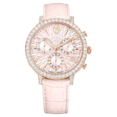 Swarovski Matrix tennis chrono 5698300 analog damklocka med rosa urtavla och armband i skinn