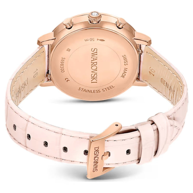Swarovski Matrix tennis chrono 5698300 analog damklocka med rosa urtavla och armband i skinn