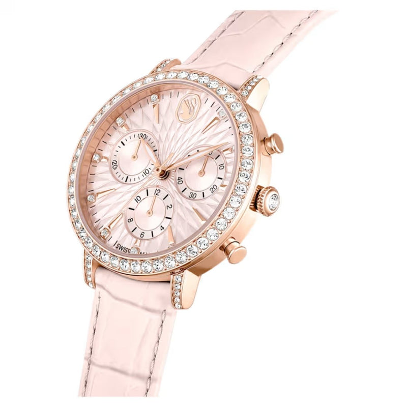 Swarovski Matrix tennis chrono 5698300 analog damklocka med rosa urtavla och armband i skinn
