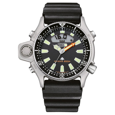 Citizen Promaster JP2000-08E analog herrklocka med svart urtavla och armband i silikon