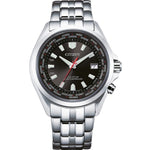 Citizen Radio Controlled CB0220-85E analog herrklocka med svart urtavla och armband i rostfritt stål