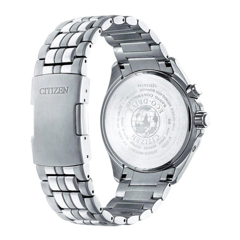Citizen Radio Controlled CB0220-85E analog herrklocka med svart urtavla och armband i rostfritt stål