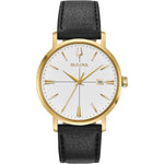 Bulova Aerojet 97B172 analog herrklocka med silver urtavla och armband i läder