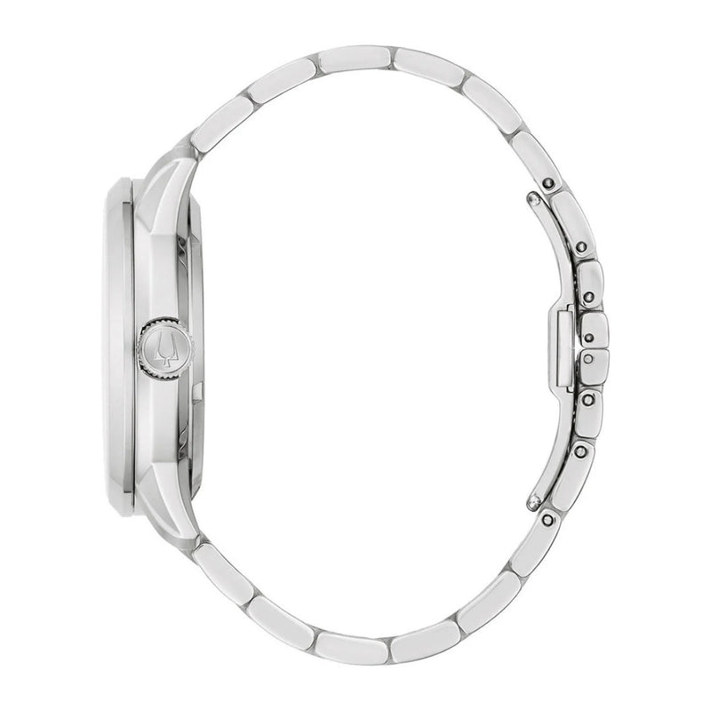 Bulova Sutton 96A267 analog herrklocka med silver urtavla och armband i rostfritt stål