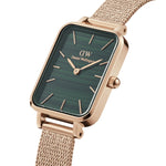 Daniel Wellington Quadro DW00100437 analog damklocka med grön urtavla och armband i rostfritt stål