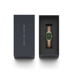 Daniel Wellington Quadro DW00100437 analog damklocka med grön urtavla och armband i rostfritt stål