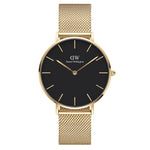Daniel Wellington Classic Petite DW00100347 analog damklocka med svart urtavla och armband i rostfritt stål