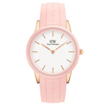 Daniel Wellington DW00100532 analog damklocka med vit urtavla och armband i silikon