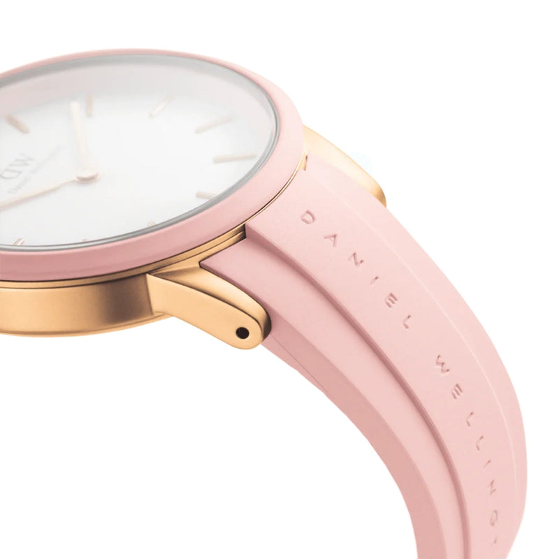 Daniel Wellington DW00100532 analog damklocka med vit urtavla och armband i silikon