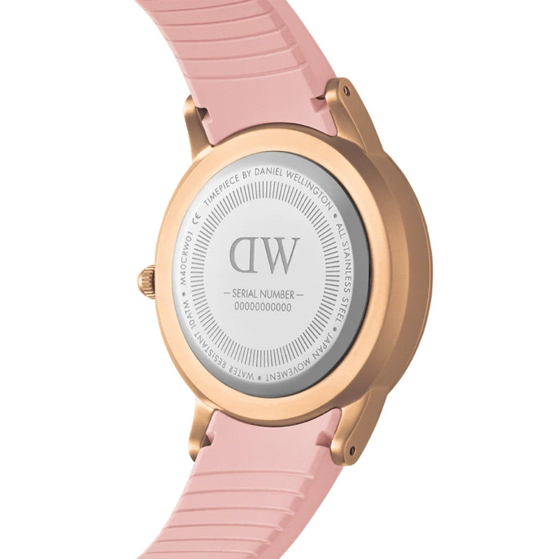 Daniel Wellington DW00100532 analog damklocka med vit urtavla och armband i silikon