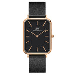 Daniel Wellington Quadro Pressed Ashfield DW00100467 analog damklocka med svart urtavla och armband i rostfritt stål