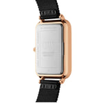 Daniel Wellington Quadro Pressed Ashfield DW00100467 analog damklocka med svart urtavla och armband i rostfritt stål