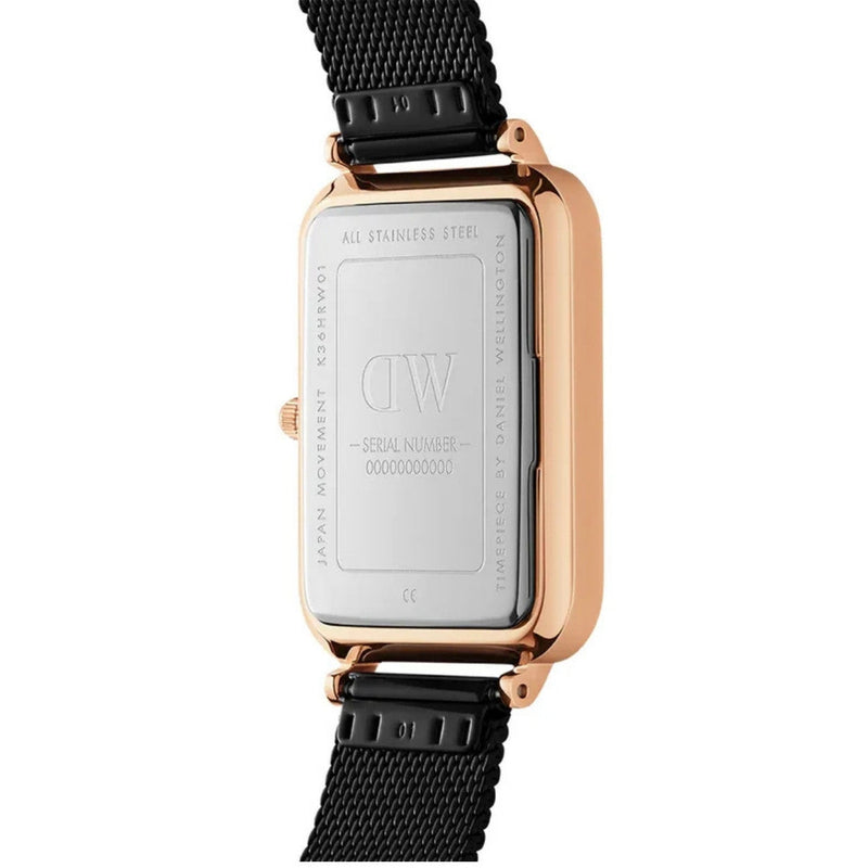 Daniel Wellington Quadro Pressed Ashfield DW00100467 analog damklocka med svart urtavla och armband i rostfritt stål
