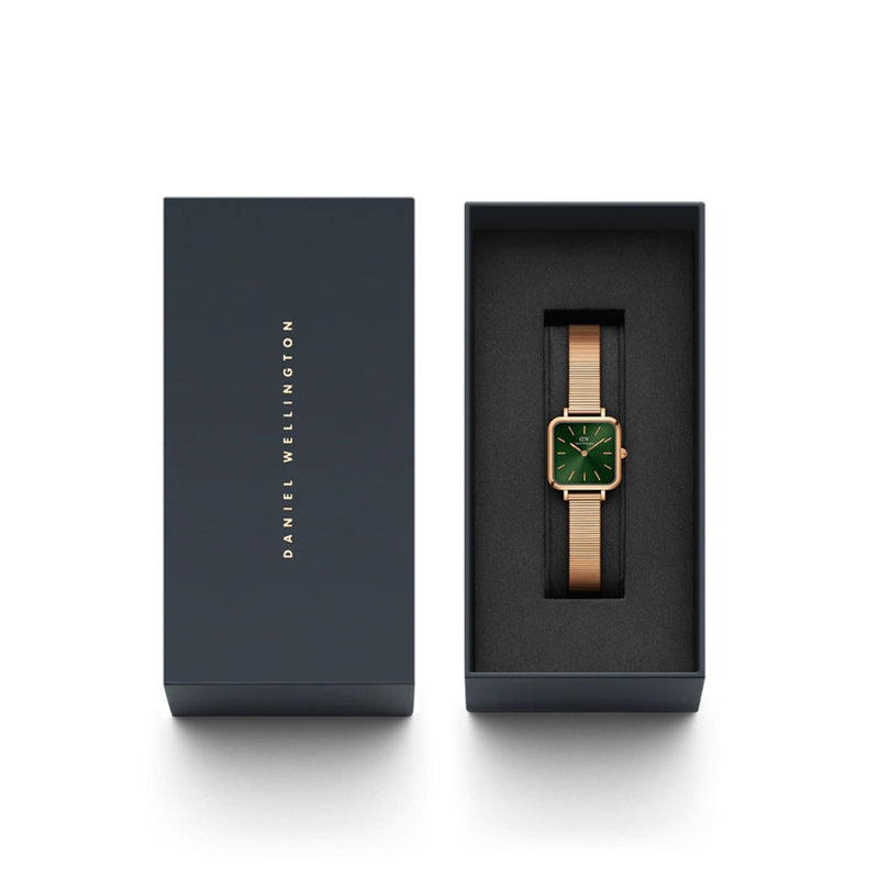 Daniel Wellington Quadro Studio DW00100519 analog damklocka med grön urtavla och armband i rostfritt stål