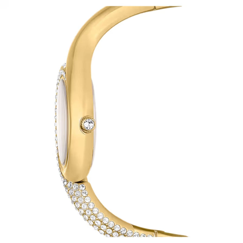 Swarovski Dextera asymmetric 5708030 analog damklocka med guld urtavla och armband i rostfritt stål