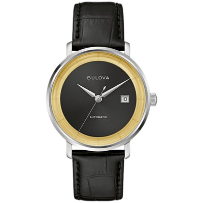 Bulova Rat Pack 96B406 analog herrklocka med flerfärgad urtavla och armband i läder
