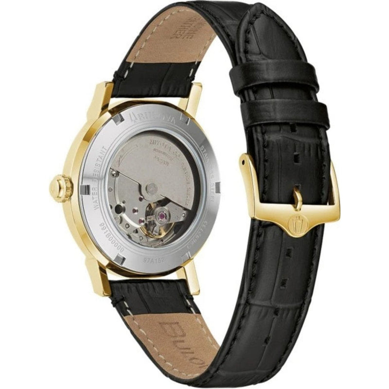 Bulova American Clipper 97A152 analog herrklocka med silver urtavla och armband i skinn