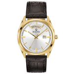 Bulova Classic 97C106 analog herrklocka med silver urtavla och armband i läder