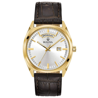Bulova Classic 97C106 analog herrklocka med silver urtavla och armband i läder