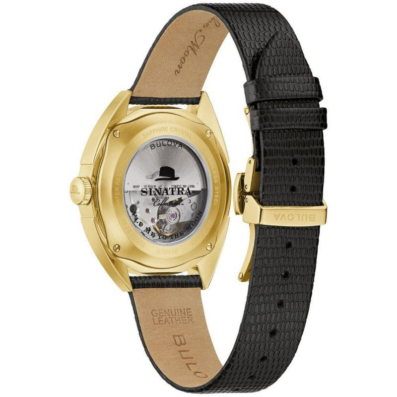 Bulova Frank Sinatra Edition 97B196 analog herrklocka med beige urtavla och armband i läder