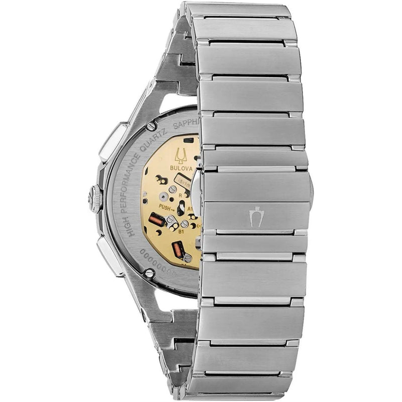 Bulova Curv 96A205 analog herrklocka med blå urtavla och armband i rostfritt stål