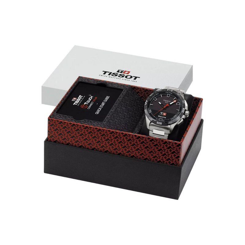 Tissot T-Touch Connect Solar T121.420.44.051.00 analog herrklocka med svart urtavla och armband i titan