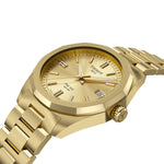 Tissot PRC 100 Solar T151.822.33.021.00 analog damklocka med guld urtavla och armband i rostfritt stål