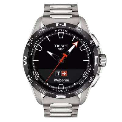 Tissot T-Touch Connect Solar T121.420.44.051.00 analog herrklocka med svart urtavla och armband i titan