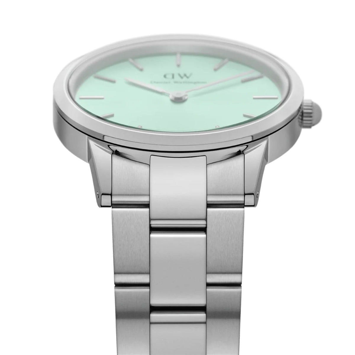 Daniel Wellington Iconic Link DW00100537 analog damklocka med grön urtavla och armband i rostfritt stål